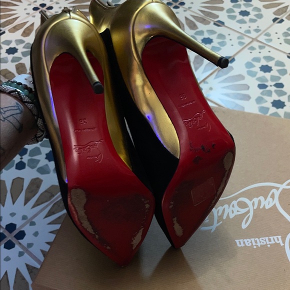 Black and Gold Louboutins Ankle Boots - Picture 6 of 15